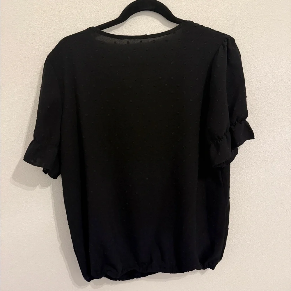 Jacquard Pom Blouse Puff Sleeve Top - Picture 4 of 5